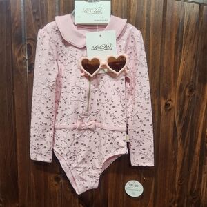 Chic Pink and Gold One Piece Swimwear